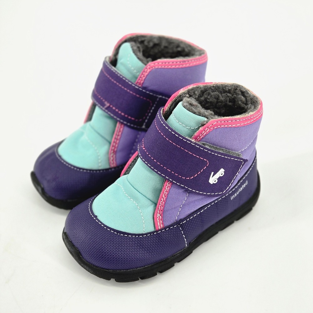 See Kai Run Blake Waterproof Insulated Purple Mint Winter Boots Kids Size 8 EUC